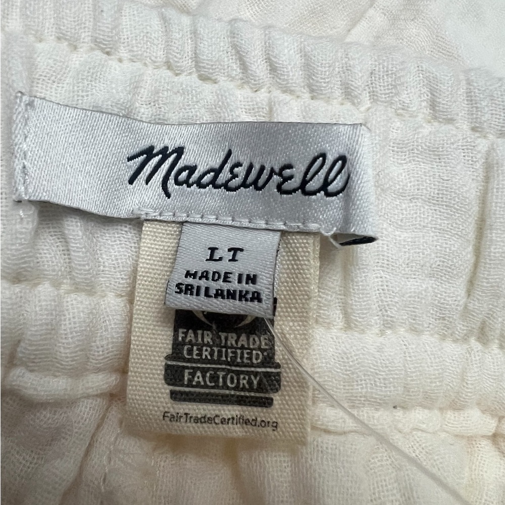 Madewell Cream Textured Pants wide leg Large - Picture 4 of 11